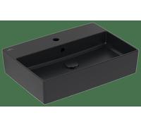 Villeroy & Boch Memento 2.0 lavabo sobre encimera, 1 agujero para grifo, con rebosadero, pulido, 600x420mm, 4A0760R7, Color: Negro puro CeramicPlus