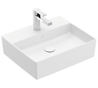 Villeroy & Boch Memento 2.0 lavabo sobre encimera, 1 agujero para grifo, sin rebosadero, sin pulir, 500x420mm, 4A0751RW, Color: Blanco Piedra CerámicaPlus