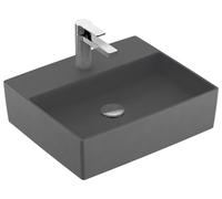 Villeroy & Boch Memento 2.0 lavabo sobre encimera, 1 agujero para grifo, sin rebosadero, sin pulir, 500x420mm, 4A0751i4, Color: Grafito, Cerámica Plus