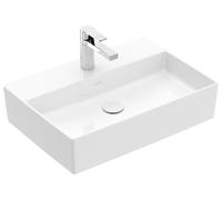 Villeroy & Boch Memento 2.0 lavabo sobre encimera, 1 agujero para grifo, sin rebosadero, sin pulir, 600x420mm, 4A0761R1, Color: Cerámica Blanca