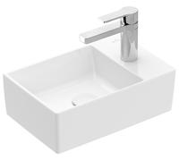 Villeroy & Boch Memento 2.0 lavamanos, 1 agujero para grifo, sin rebosadero, sin pulir, 400x260mm, 432340R1, Color: Cerámica Blanca