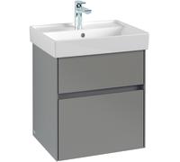 Villeroy & Boch Mueble bajo lavabo Collaro, 2 cajones extraíbles, centro lavabo, 510x546x414mm, C00700DH, Color: Frontal/carcasa: blanco brillante, mango: blanco mate