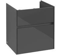 Villeroy & Boch Mueble bajo lavabo Collaro, 2 cajones extraíbles, centro lavabo, 510x546x414mm, C00700FP, Color: Frontal/carcasa: gris brillante, asa: Grafito