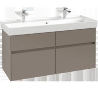 Villeroy & Boch Mueble bajo lavabo Collaro, 4 cajones extraíbles, centro lavabo, 1154x546x444mm, C01200AH, Color: Frente/cuerpo: Rojo vino, empuñadura: Negro volcán