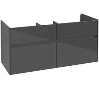 Villeroy & Boch Mueble bajo lavabo Collaro, 4 cajones extraíbles, centro lavabo, 1154x546x444mm, C01200FP, Color: Frontal/carcasa: gris brillante, asa: Grafito