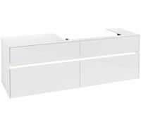Villeroy & Boch Mueble bajo lavabo Collaro, 4 cajones extraíbles, lavabo a la derecha, con iluminación, 1600x548x500mm, C027B0DH, Color: Frontal/carcasa: blanco brillante, mango: blanco mate