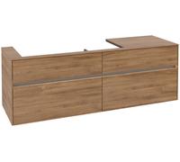 Villeroy & Boch Mueble bajo lavabo Collaro, 4 cajones extraíbles, lavabo a la izquierda, de pared, con iluminación, 1600x548x500mm, C029B0RH, Color: Frente/carcasa: Roble de Kansas, mango: Grafito