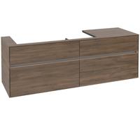 Villeroy & Boch Mueble bajo lavabo Collaro, 4 cajones extraíbles, lavabo a la izquierda, de pared, con iluminación, 1600x548x500mm, C029B0VH, Color: Frente/carcasa: Roble Arizona, mango: Grafito