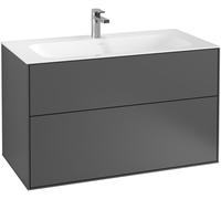Villeroy & Boch Mueble bajo para lavabo Finion, 2 cajones, 996x591x498mm, F02000PD, Color: Negro Mate Laca