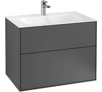 Villeroy & Boch Mueble bajo para lavabo Finion, 2 extraíbles, 796x591x498mm, F01000PD, Color: Negro Mate Laca