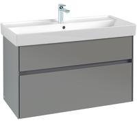 Villeroy & Boch Mueble de lavabo Collaro, 2 extraíbles, centro de lavabo, 954x546x444mm, C01100VJ, Color: Carcasa/frontal: roble nórdico, tirador: Gris cachemira