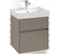 Villeroy & Boch Mueble de lavabo Collaro, 2 extraíbles, centro de lavabo, con iluminación, 510x546x414mm, C007B0VL, Color: Frontal/carcasa: negro volcán, mango: negro volcán