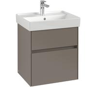 Villeroy & Boch Mueble de lavabo Collaro, 2 extraíbles, centro de lavabo, con iluminación, 510x546x414mm, C007B0MS, Color: Frontal/carcasa: blanco mate, mango: blanco mate