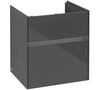 Villeroy & Boch Mueble de lavabo Collaro, 2 extraíbles, centro de lavabo, con iluminación, 510x546x414mm, C007B0FP, Color: Frontal/carcasa: gris brillante, asa: Grafito