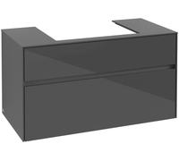 Villeroy & Boch Mueble de lavabo Collaro, 2 extraíbles, centro de lavabo, de pared, 1000x548x500mm, C01900FP, Color: Frontal/carcasa: gris brillante, asa: Grafito