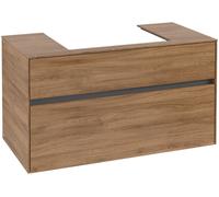 Villeroy & Boch Mueble de lavabo Collaro, 2 extraíbles, centro de lavabo, de pared, 1000x548x500mm, C01900RH, Color: Frente/carcasa: Roble de Kansas, mango: Grafito