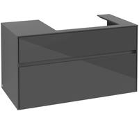 Villeroy & Boch Mueble de lavabo Collaro, 2 extraíbles, lavabo a la derecha, suspendido, 1000x548x500mm, C01800FP, Color: Frontal/carcasa: gris brillante, asa: Grafito