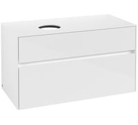 Villeroy & Boch Mueble de lavabo Collaro, 2 extraíbles, lavabo a la izquierda, 1000x548x500mm, C03900DH, Color: Frontal/carcasa: blanco brillante, mango: blanco mate