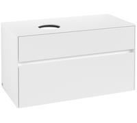 Villeroy & Boch Mueble de lavabo Collaro, 2 extraíbles, lavabo a la izquierda, 1000x548x500mm, C03900MS, Color: Frontal/carcasa: blanco mate, mango: blanco mate