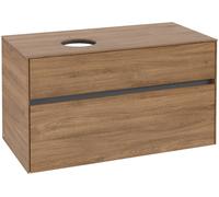 Villeroy & Boch Mueble de lavabo Collaro, 2 extraíbles, lavabo a la izquierda, 1000x548x500mm, C03900RH, Color: Frente/carcasa: Roble de Kansas, mango: Grafito