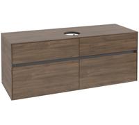 Villeroy & Boch Mueble de lavabo Collaro, 4 extraíbles, centro de lavabo, 1400x548x500mm, C04500VH, Color: Frente/carcasa: Roble Arizona, mango: Grafito