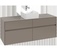 Villeroy & Boch Mueble de lavabo Collaro, 4 extraíbles, centro de lavabo, 1400x548x500mm, C04500VL, Color: Frontal/carcasa: negro volcán, mango: negro volcán