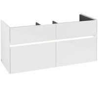 Villeroy & Boch Mueble de lavabo Collaro, 4 extraíbles, centro de lavabo, con iluminación, 1154x546x444mm, C012B0DH, Color: Frontal/carcasa: blanco brillante, mango: blanco mate