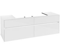 Villeroy & Boch Mueble de lavabo Collaro, 4 extraíbles, centro de lavabo, de pared, 1600x548x500mm, C03100DH, Color: Frontal/carcasa: blanco brillante, mango: blanco mate