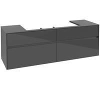 Villeroy & Boch Mueble de lavabo Collaro, 4 extraíbles, centro de lavabo, de pared, 1600x548x500mm, C03100FP, Color: Frontal/carcasa: gris brillante, asa: Grafito