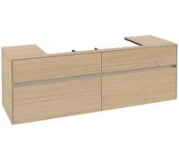 Villeroy & Boch Mueble de lavabo Collaro, 4 extraíbles, centro de lavabo, de pared, 1600x548x500mm, C03100VJ, Color: Carcasa/frontal: roble nórdico, tirador: Gris cachemira