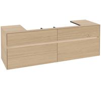 Villeroy & Boch Mueble de lavabo Collaro, 4 extraíbles, centro de lavabo, de pared, con iluminación, 1600x548x500mm, C031B0VJ, Color: Carcasa/frontal: roble nórdico, tirador: Gris cachemira