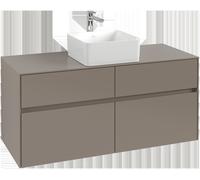 Villeroy & Boch Mueble de lavabo Collaro, 4 extraíbles, centro de lavabo, suspendido, 1200x548x500mm, C04100AH, Color: Frente/cuerpo: Rojo vino, empuñadura: Negro volcán