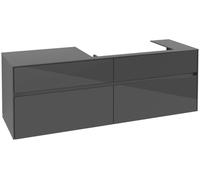 Villeroy & Boch Mueble de lavabo Collaro, 4 extraíbles, lavabo a la derecha, 1600x548x500mm, C02700FP, Color: Frontal/carcasa: gris brillante, asa: Grafito