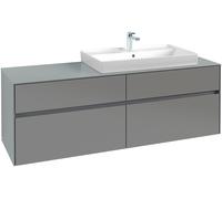 Villeroy & Boch Mueble de lavabo Collaro, 4 extraíbles, lavabo a la derecha, 1600x548x500mm, C02700VJ, Color: Carcasa/frontal: roble nórdico, tirador: Gris cachemira
