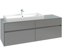 Villeroy & Boch Mueble de lavabo Collaro, 4 extraíbles, lavabo a la izquierda, de pared, 1600x548x500mm, C02900VJ, Color: Carcasa/frontal: roble nórdico, tirador: Gris cachemira
