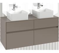 Villeroy & Boch Mueble de lavabo Collaro, 4 extraíbles, para 2 lavabos, de pared, 1200x548x500mm, C04400AF, Color: Frente/cuerpo: verde suave, tirador: gris cachemira