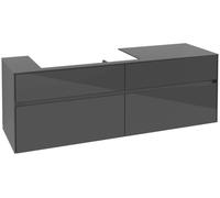 Villeroy & Boch Mueble de lavabo Collaro, 4 extraíbles, suspendido, lavabo a la izquierda, 1600x548x500mm, C02600FP, Color: Frontal/carcasa: gris brillante, asa: Grafito
