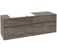Villeroy & Boch Mueble de lavabo Collaro, 4 extraíbles, suspendido, lavabo a la izquierda, 1600x548x500mm, C02600RK, Color: Frontal/carcasa: Roble piedra, Mango: Grafito