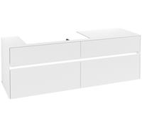 Villeroy & Boch Mueble de lavabo Collaro, 4 extraíbles, suspendido, lavabo a la izquierda, con iluminación, 1600x548x500mm, C026B0MS, Color: Frontal/carcasa: blanco mate, mango: blanco mate