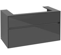 Villeroy & Boch Mueble de lavabo Collaro, centro de lavabo, de pared, 2 extraíbles, 1000x548x500mm, C02000FP, Color: Frontal/carcasa: gris brillante, asa: Grafito