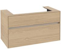 Villeroy & Boch Mueble de lavabo Collaro, centro de lavabo, de pared, 2 extraíbles, 1000x548x500mm, C02000VJ, Color: Carcasa/frontal: roble nórdico, tirador: Gris cachemira