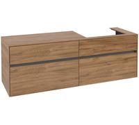 Villeroy & Boch Mueble de lavabo Collaro, de pared, 4 extracciones SoftClose, lavabo a la derecha, 1600x548x500mm, C02300RH, Color: Frente/carcasa: Roble de Kansas, mango: Grafito