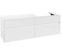 Villeroy & Boch Mueble de lavabo Collaro, de pared, 4 extracciones SoftClose, lavabo a la derecha, 1600x548x500mm, C02300DH, Color: Frontal/carcasa: blanco brillante, mango: blanco mate