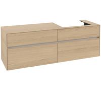 Villeroy & Boch Mueble de lavabo Collaro, de pared, 4 extracciones SoftClose, lavabo a la derecha, 1600x548x500mm, C02300VJ, Color: Carcasa/frontal: roble nórdico, tirador: Gris cachemira