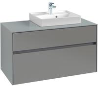 Villeroy & Boch Mueble de lavabo Collaro, lavabo a la derecha, 2 extraíbles, de pared, 1000x548x500mm, C01500DH, Color: Frontal/carcasa: blanco brillante, mango: blanco mate