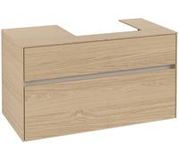 Villeroy & Boch Mueble de lavabo Collaro, lavabo a la derecha, 2 extraíbles, de pared, 1000x548x500mm, C01500VJ, Color: Carcasa/frontal: roble nórdico, tirador: Gris cachemira