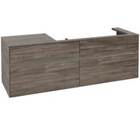 Villeroy & Boch Mueble de lavabo Collaro, lavabo a la derecha, 4 extraíbles, suspendido, con iluminación, 1600x548x500mm, C030B0RK, Color: Frontal/carcasa: Roble piedra, Mango: Grafito