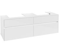 Villeroy & Boch Mueble de lavabo Collaro, para 2 lavabos, de pared, 1600x548x500mm, C02100DH, Color: Frontal/carcasa: blanco brillante, mango: blanco mate