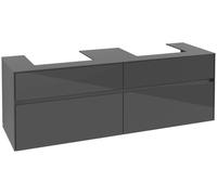 Villeroy & Boch Mueble de lavabo Collaro, para 2 lavabos, de pared, 1600x548x500mm, C02100FP, Color: Frontal/carcasa: gris brillante, asa: Grafito