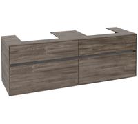 Villeroy & Boch Mueble de lavabo Collaro, para 2 lavabos, de pared, 1600x548x500mm, C02100RK, Color: Frontal/carcasa: Roble piedra, Mango: Grafito